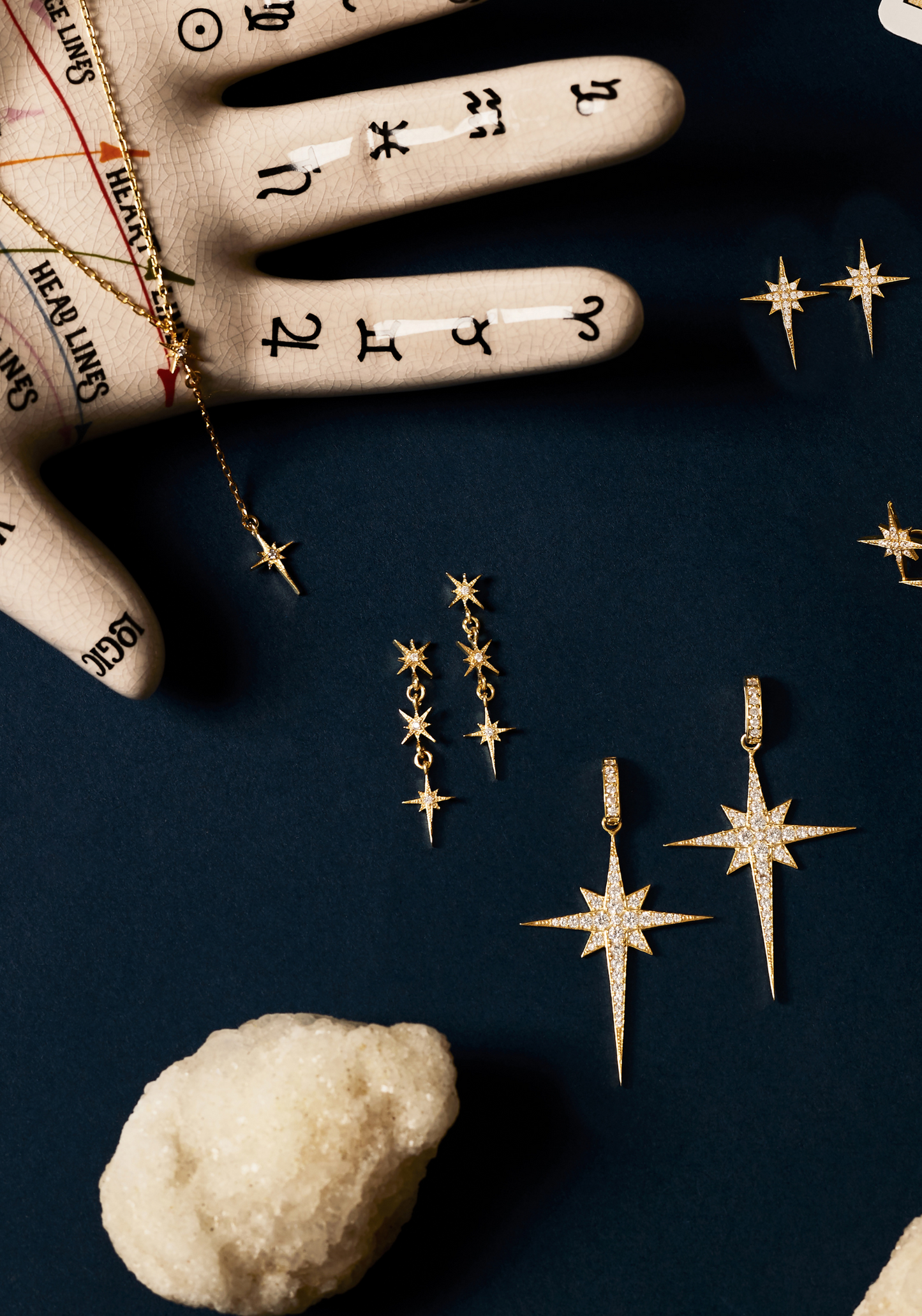 North Star Burst Large Drop Earrings – Sterling Silver & Sparkling Zircon