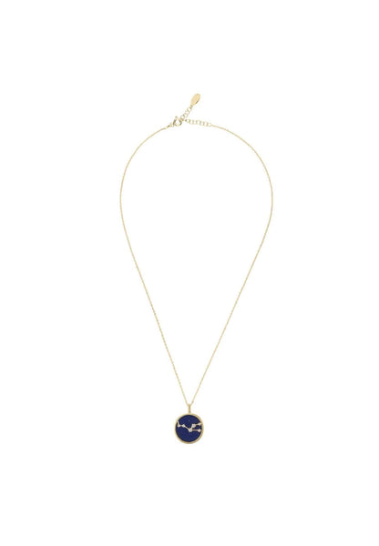 Zodiac Lapis Lazuli Gemstone Star Constellation Pendant Necklace Gold Taurus