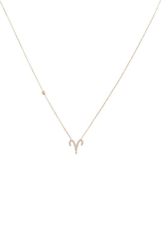Zodiac Star Sign Pendant Necklace Rose Gold Aries