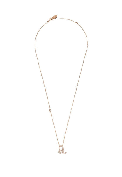 Zodiac Star Sign Pendant Necklace Rose Gold Leo