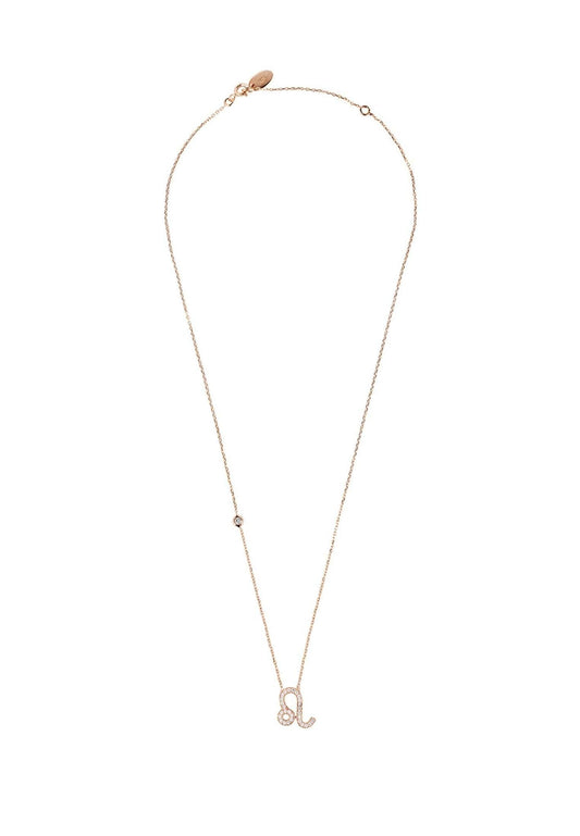 Zodiac Star Sign Pendant Necklace Rose Gold Leo