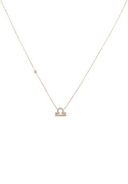 Zodiac Star Sign Pendant Necklace Rose Gold Libra