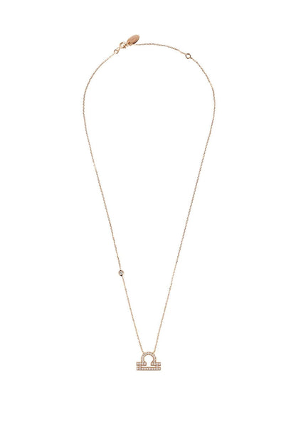 Zodiac Star Sign Pendant Necklace Rose Gold Libra