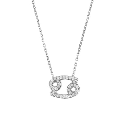 Zodiac Star Sign Pendant Necklace Silver Cancer