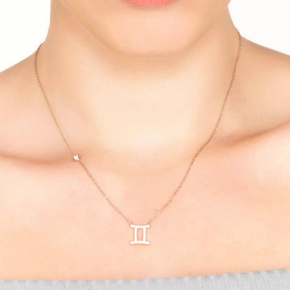 Zodiac Star Sign Pendant Necklace Silver Gemini